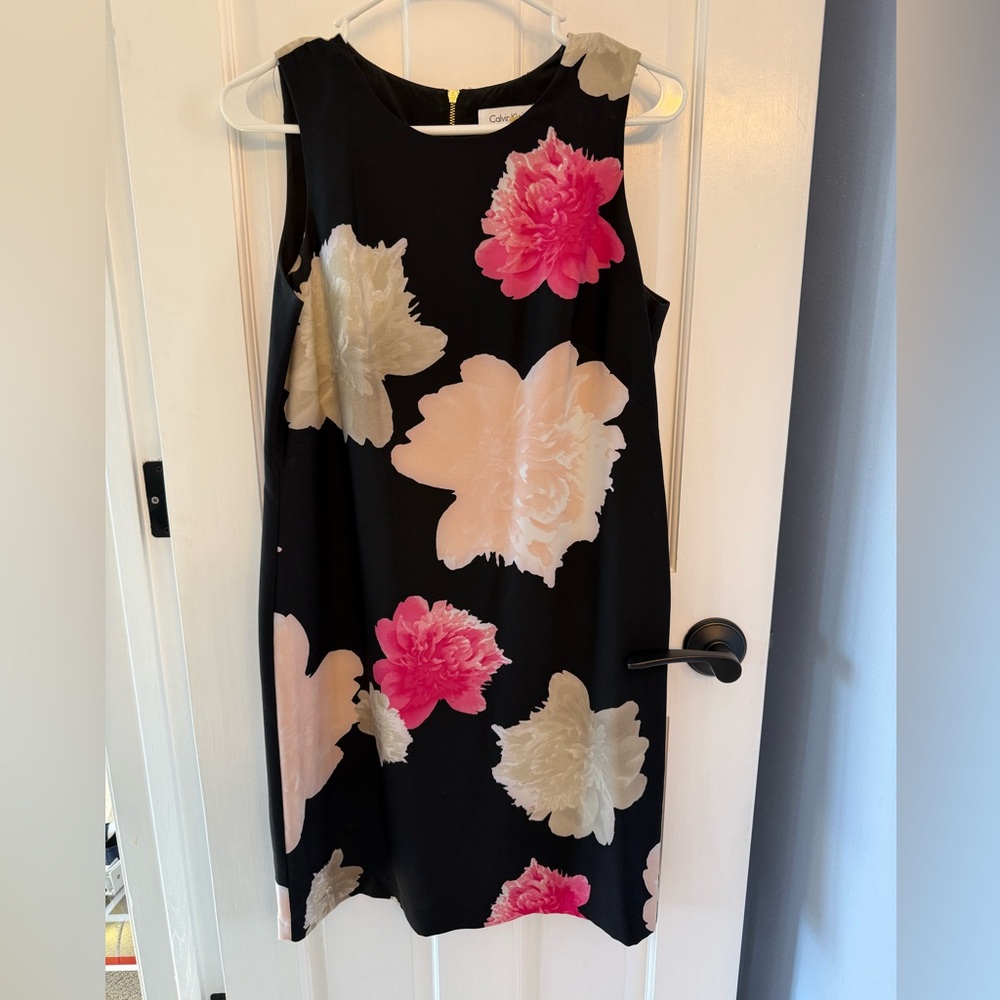 Calvin Klein Black Dress with Pink and Cream Floral